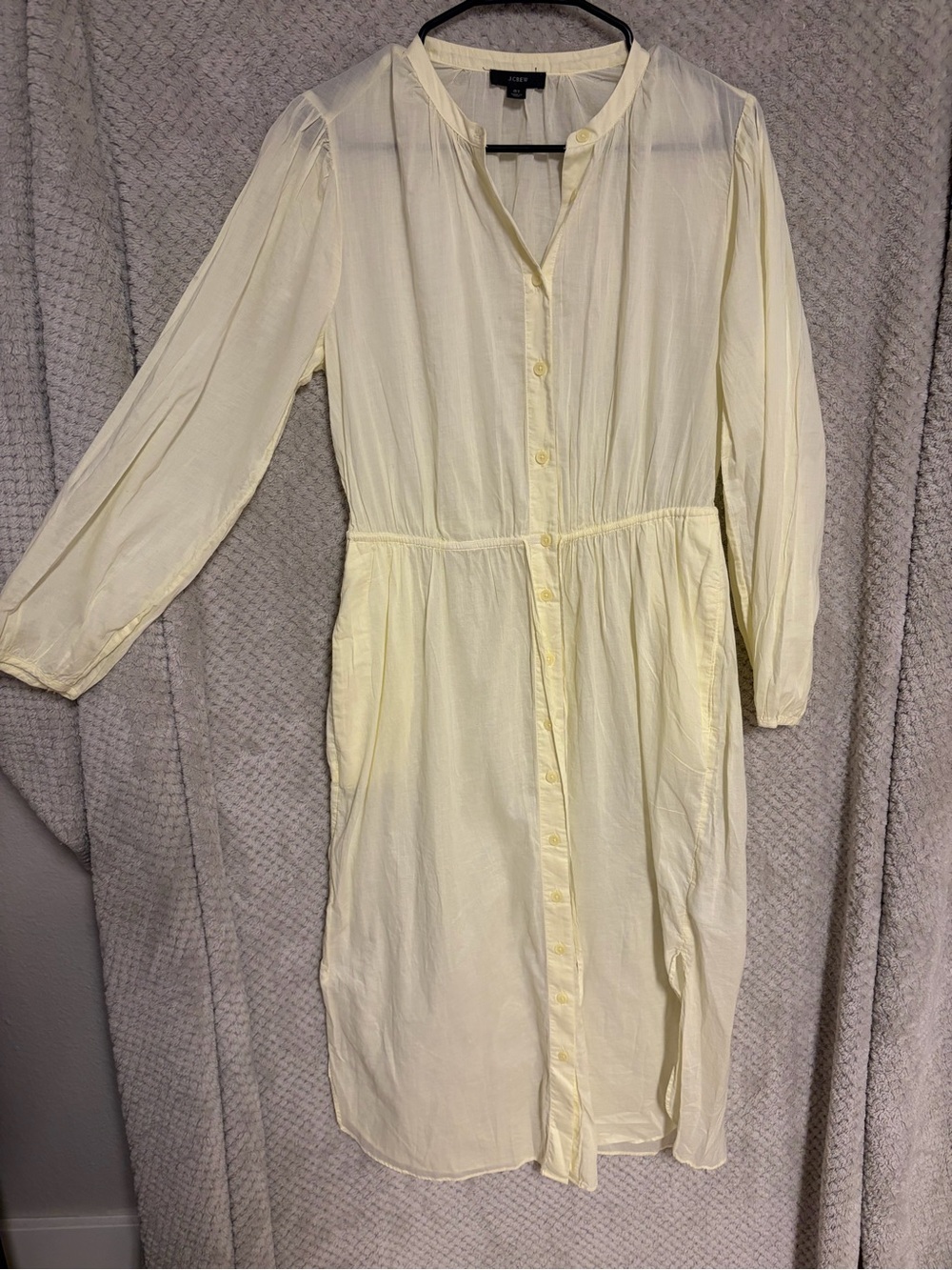 J. Crew Pale Yellow Lightweight Button-Front Shirt Dress